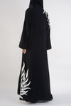 Black and white embroidery abaya - thowby - best abayas in the UAE