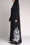 Black and white embroidery abaya - thowby - best abayas in the UAE